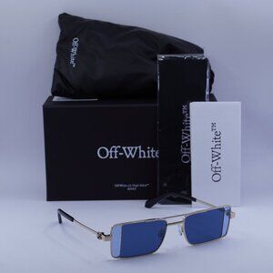 Off-White OERI14A CORTEZ 7645 Rectangle Sunglasses – Gold/Blue